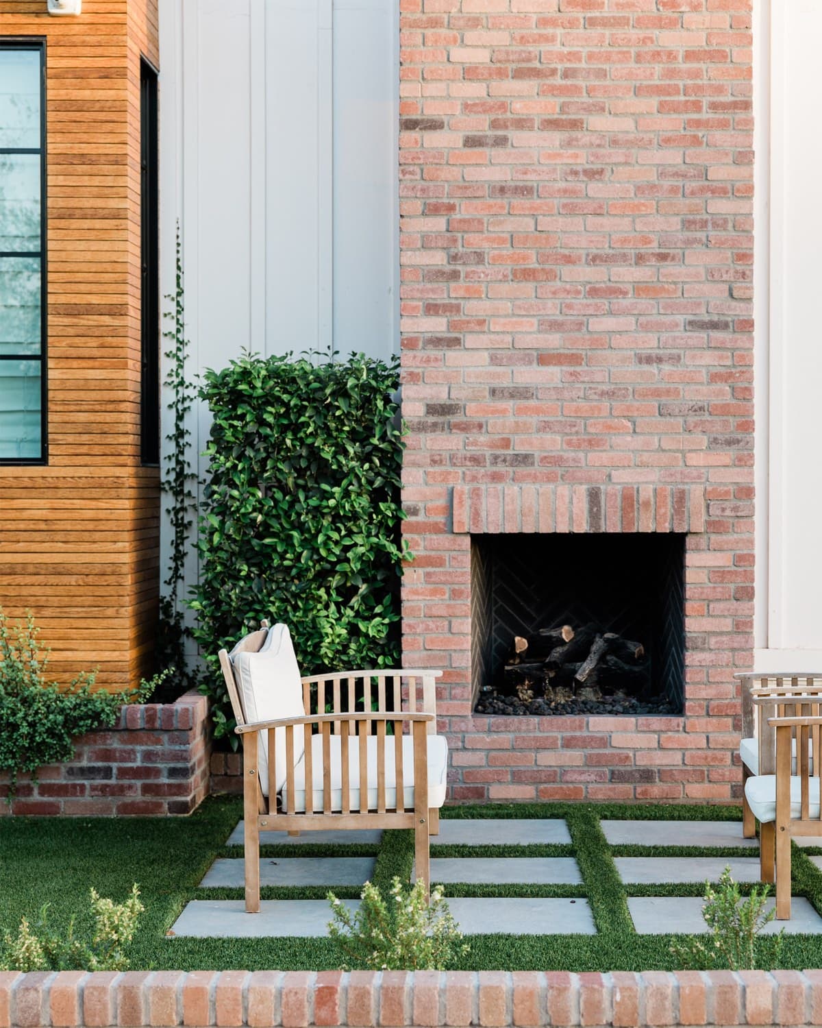 An inviting Arizona home patio with an outdoor fireplace
